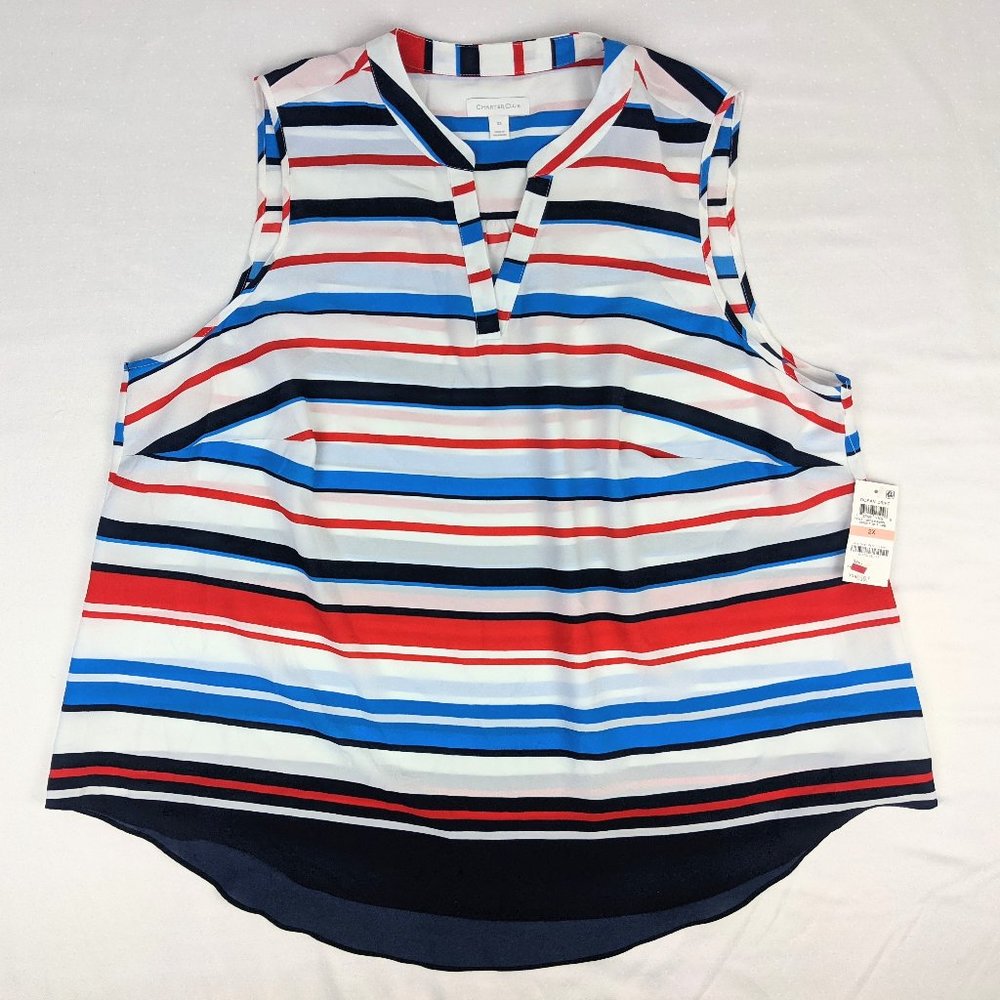 Charter Club Ocean Drift Bright White CMB Women’s Plus Blouse 2X NWT